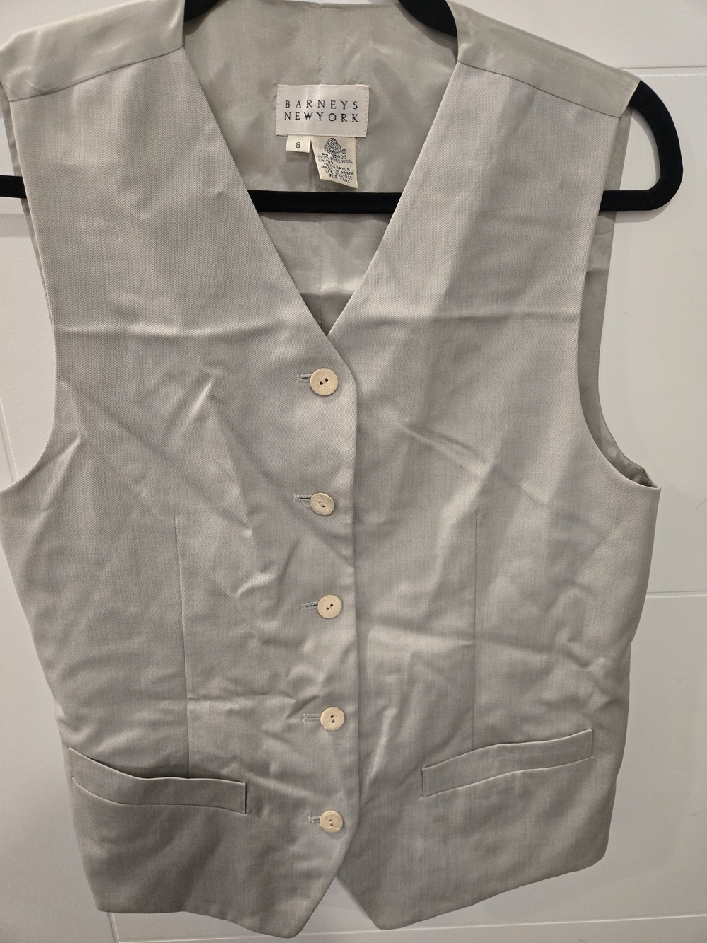 Barneys New York Light Green 100% Wool Vest